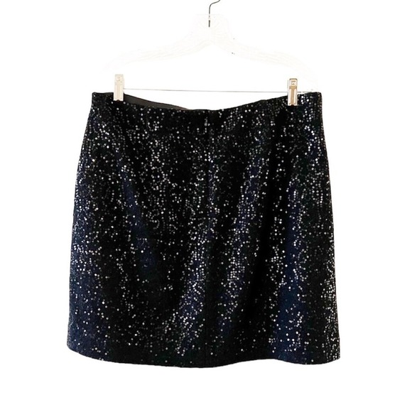 Ann Taylor Dresses & Skirts - Ann Taylor Black Sequin Skirt Women's Size 12 Wool Blend Pockets Party Wear New
